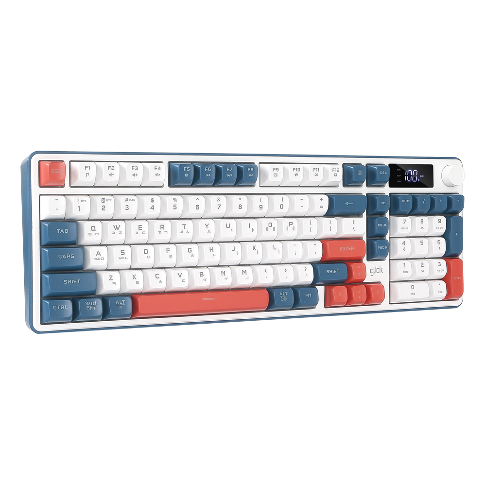 지클릭커 OFFICEPRO WK50 사일런스 M RGB 풀윤활 무소음 방수 무선 블루투스 LCD 98 (Gundam)_이미지