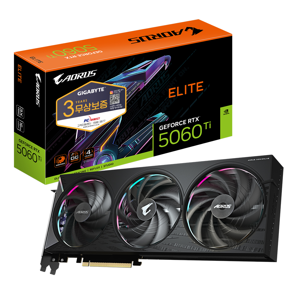 GIGABYTE AORUS 지포스 RTX 5060 Ti ELITE D7 16GB 피씨디렉트_이미지