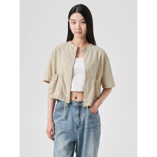  에잇세컨즈 라운드넥 반팔 점퍼 베이지 324839LY3A