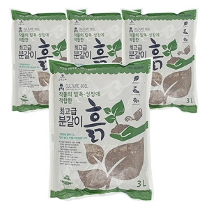 초록스타 분갈이흙 3Lx4포 식물 화분 화초 원예 화훼 상토 배양토