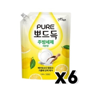 퓨어 뽀드득 주방세제 레몬향 리필 1.2L (6개)_이미지