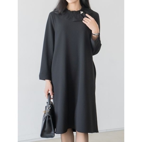 엄마옷 여성 데일리 클래씨마담 원피스격식프릴기모-FOP2511006