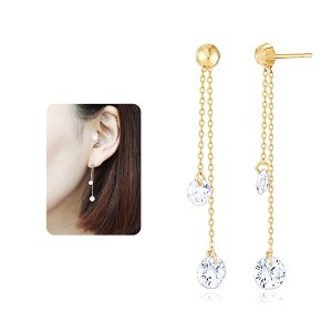 텐바이텐 NeeGee 14K GOLD 섹시투투라인 큐빅이어링