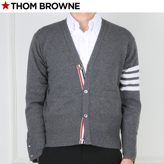 톰브라운 캐시미어 사선완장 가디건 MKC001A 00011 (038, 그레이)_이미지