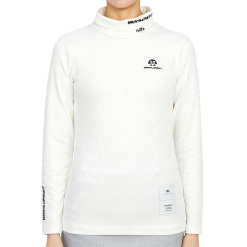 오프화이트 혼가먼트 다이얼로그 자카드 HCW 2C AA05 여자 골프 하이넥 긴팔티셔츠