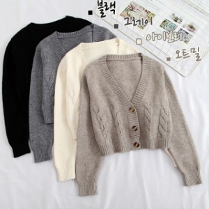 [불명] 여성 데일리 캐주얼 꽈배기 브니엑 니트 가디건 자켓 W9E792C
