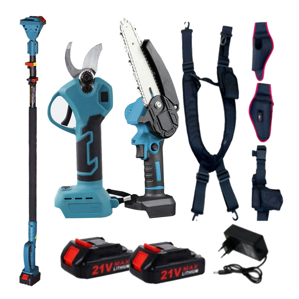 충전 전동 전지가위 + 체인톱 + 장대 3종 세트