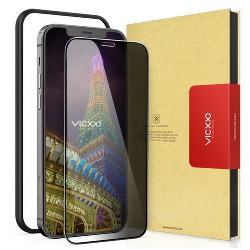 VICXXO 아이폰12 프로 맥스 4D 마스터 사생활보호 풀커버 강화유리 액정보호필름