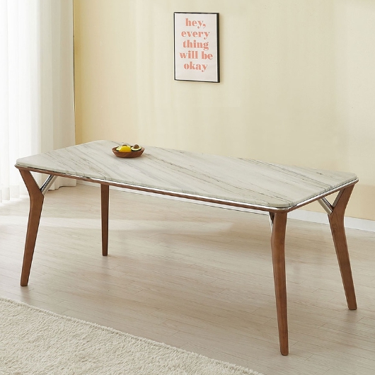 베이직팩토리 스코나 라빌라 애쉬 원목 천연대리석 식탁 1800 (의자별도)