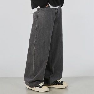 여름원단 추가 이지 와이드 데님 팬츠 그레이
