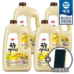 애경 트리오 대용량 곡물설거지 우리현미 주방세제 3L x4개 +수세미 증정_이미지