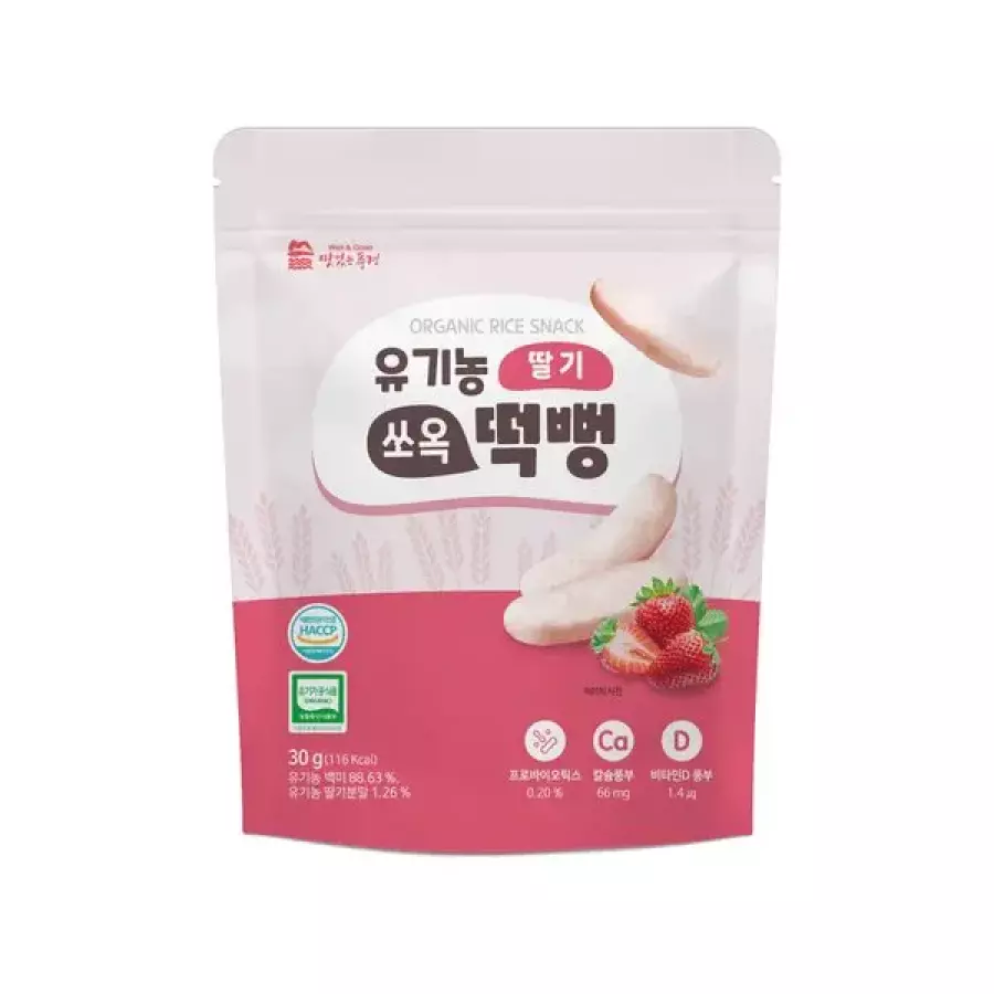맛있는풍경 유기농 딸기 쏘옥 쌀떡뻥 30g (1개)_이미지