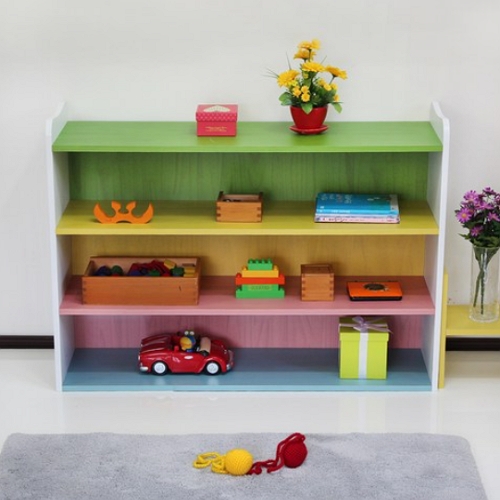 라운드 3단 교구 책장 1000