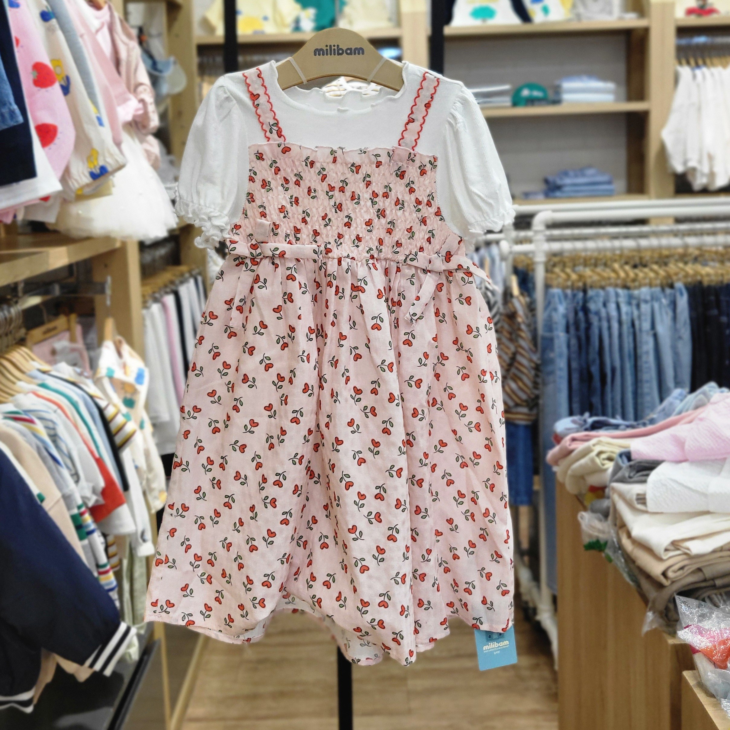 밀리밤 밀리하트꽃스모킹원피스 MLOM2641G