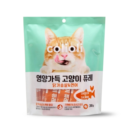 콜리올리 영양가득 고양이 퓨레 닭가슴살&연어 200g (10g x 20p)
