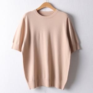 아이우먼 심플라운드니트반팔티 API280M504 빅사이즈_이미지