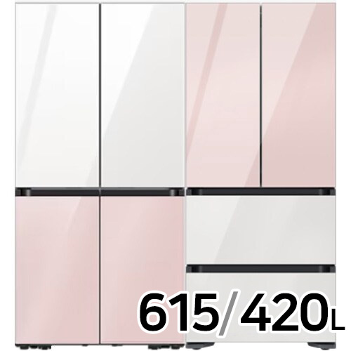 삼성전자 비스포크 키친핏 글램 RF60DB9KF1AP (화이트+핑크) + RQ42DB94R2AP (핑크+화이트)_이미지
