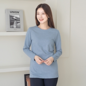마담4060 엄마옷 스탠다드라운드봄티셔츠-RTE2403006