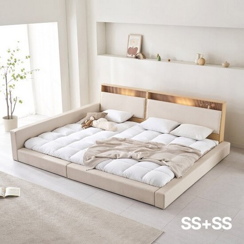 아씨방 릴렉스업 저상형 LED 수납 밸런스 패밀리침대 SS+SS