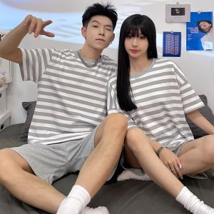 면 커플잠옷 여성 남성 여름잠옷세트 홈웨어 빅사이즈 파자마_OFS-PMS17