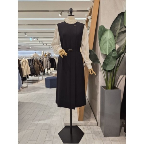 S/S 라운드넥벨티드민소매롱원피스 RUBWOPGA010