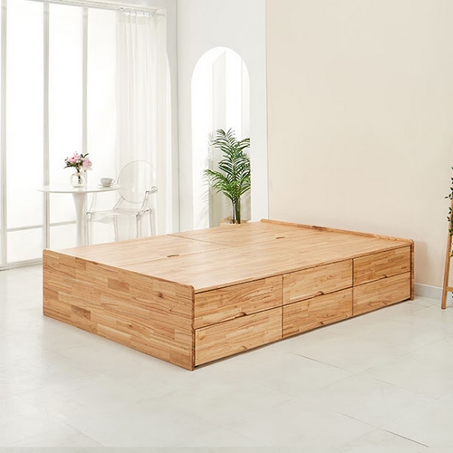 바이탈버브 네스트 참죽원목 무헤드 2단 수납형 침대 SS