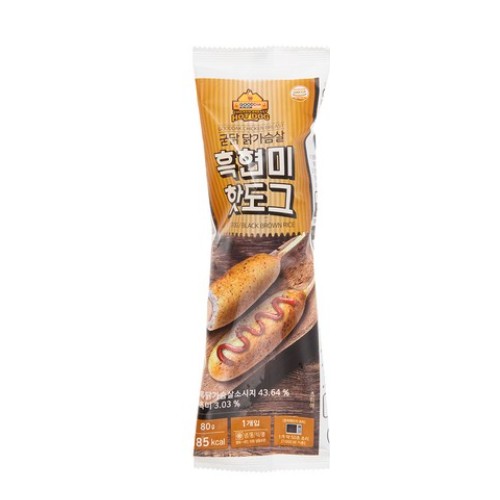 삼원씨엔씨 굳닭 닭가슴살 흑현미 핫도그 80g