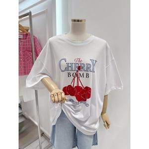 Ab.f.z 체리 레터링 박스핏 티셔츠 ATZ3ZK34H_이미지