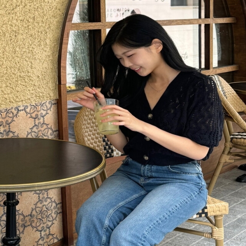 바네사브루노 아떼 VISW5E205BK 블랙 크로셰 실크혼방 긴팔 가디건
