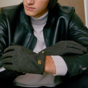 닥스 DCGV4F155G2 남성장갑 블랙 로고 울 가죽 남성장갑_이미지