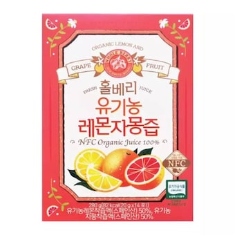 홀푸드코리아 홀베리 유기농 <b>레몬</b>자몽<b>즙</b> 20g 14포