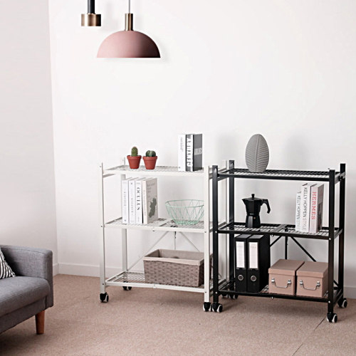 해피홈 리빙해피 모아르 접이식 철제 3단 선반 (1개)