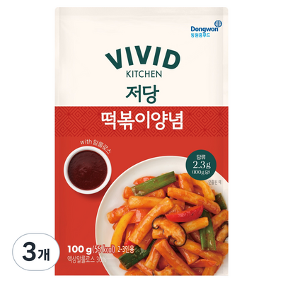 동원홈푸드 비비드키친 저당 떡볶이양념 100g (3개)