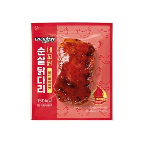 허닭프렌즈 네네치킨 네꼬닭 순살 닭다리 레드바베큐맛 100g (10개)