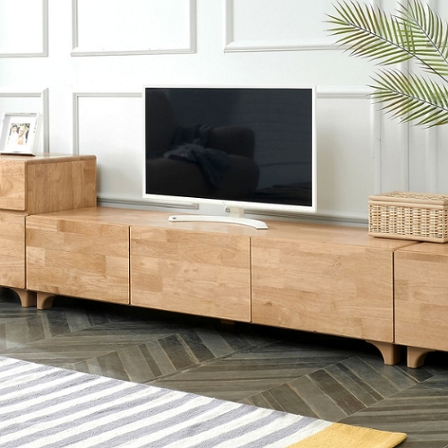 사사가구 로레나 1단 고무나무 원목 거실장 1500