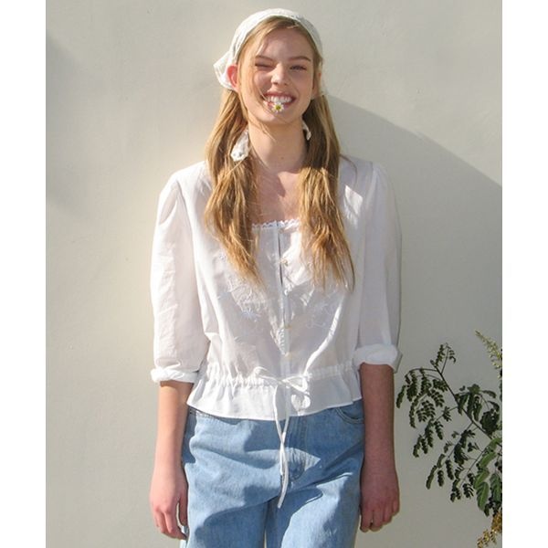 썸웨어버터 SOMEWHEREBUTTER Anne Ribbon Blouse Ivory S5SBL01IVF 391920