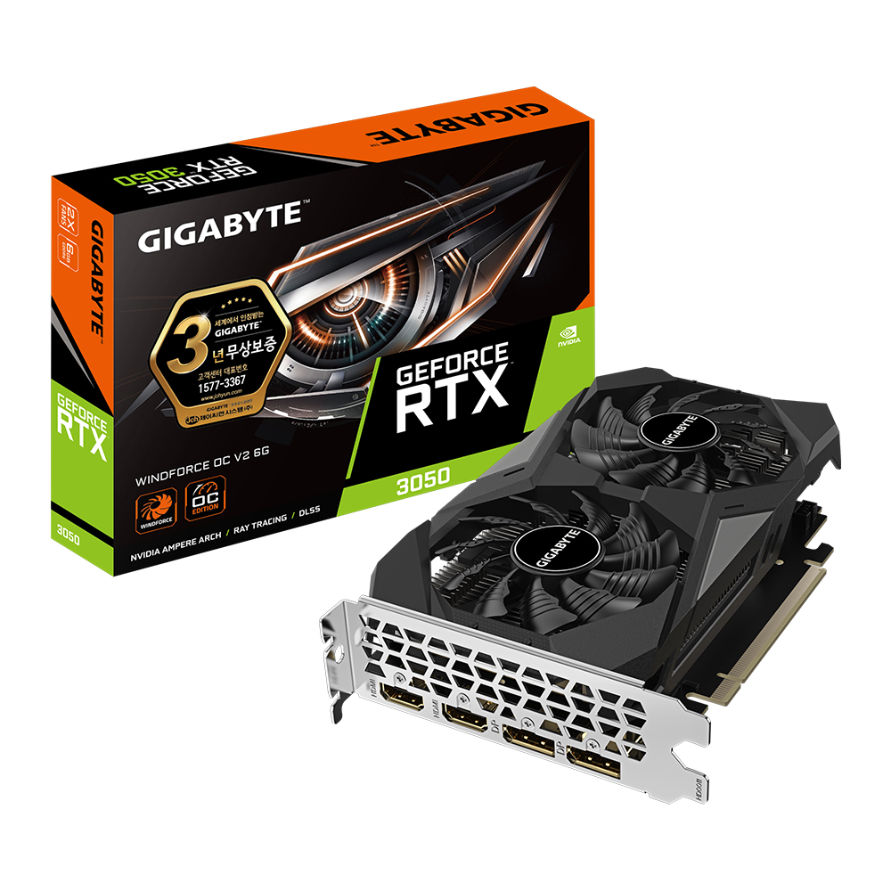GIGABYTE 지포스 RTX 3050 WINDFORCE OC V2 D6 6GB 제이씨현이미지입니다. 누르면 해당 게시물로 새창이동합니다.