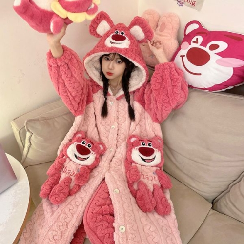 딸기 곰 랏소 잠옷 여성파자마 겨울잠옷 커플잠옷 수면 동물잠옷 XXL CMG-32174_이미지