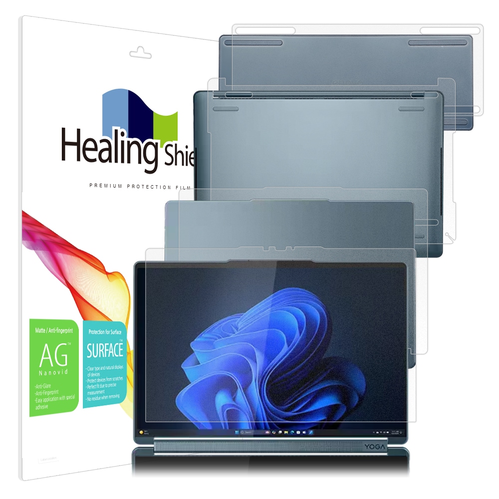 폰트리 힐링쉴드 레노버 요가 Book 9i 14 Gen10 저반사 지문방지 (액정보호필름 + 외부보호필름 3종 세트)_이미지