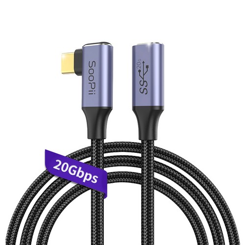 SooPii USB3.2 PD PPS C to C타입 100W ㄱ자형 연장케이블 S48E이미지입니다. 누르면 해당 게시물로 새창이동합니다.