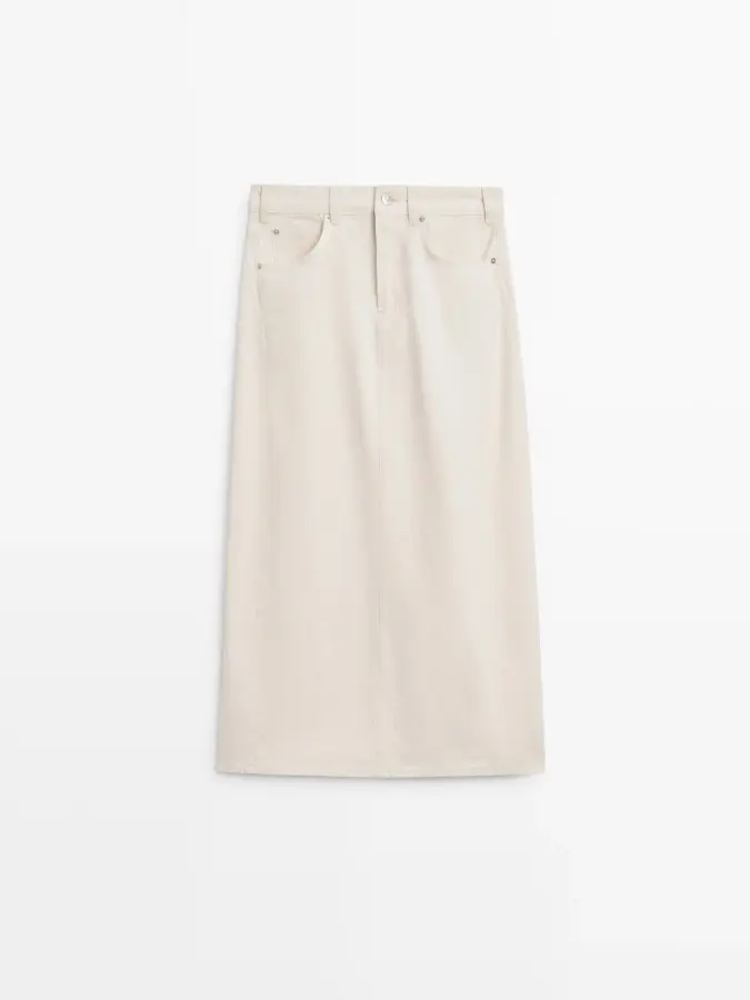 배럴핏 미디 데님 스커트 Gebrochen Weiss 5242942