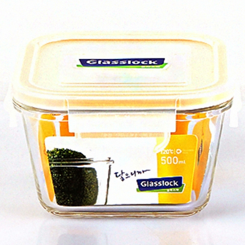 글라스락 자취 혼밥 인기 깊은 정사각 반찬통 500ml (1개)_이미지