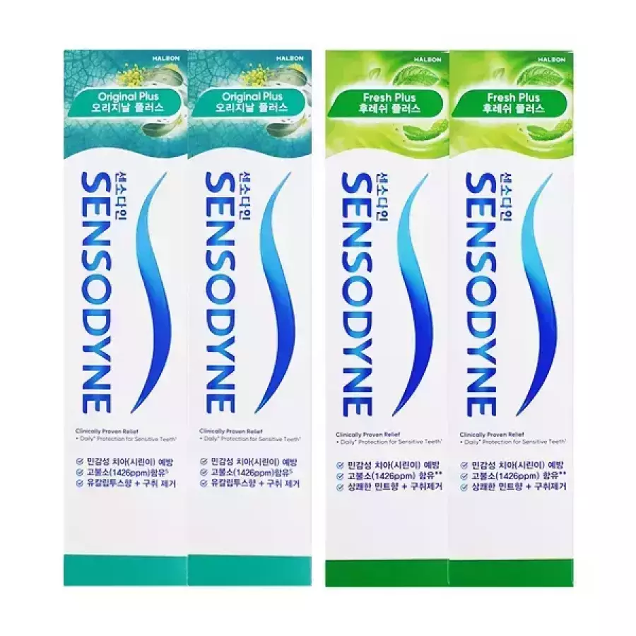 센소다인 오리지널 플러스 치약 100g x 2개 + 후레쉬 플러스 치약 100g x 2개