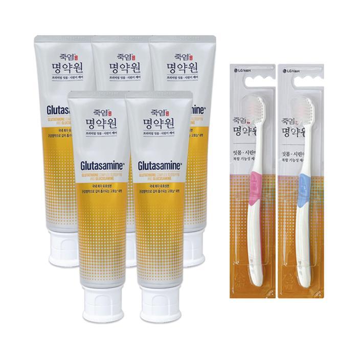 죽염 명약원 글루타사민 치약 120g x 5개 + 잇몸칫솔 x 2개 (1세트)_이미지