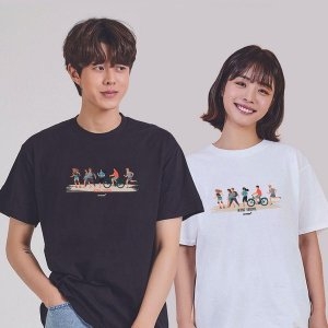 키밍 친구 커플오버핏 메이커반팔티 남자기본면티 W68C3BA