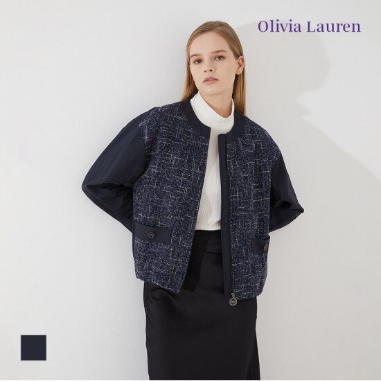 올리비아로렌 트위드 배색 블루종 점퍼 VOCCL3S2221_이미지