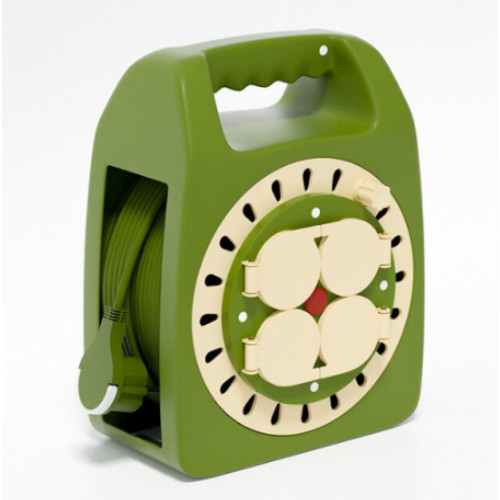 러그박스 4구 캡형 코드릴 캠핑릴선 민트옐로우 (20m)_이미지