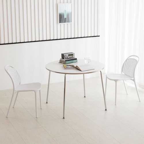  베스트리빙 모던 크롬 원형 마닐라 식탁 800 [의자2개]