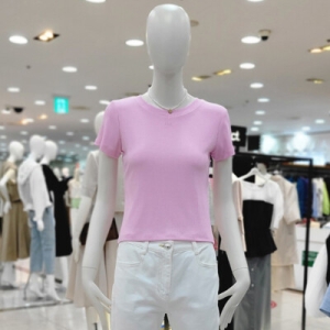 씨씨콜렉트 자수로고 잔골지 반팔티셔츠 E242PSM137/핑크 _DG 13205_E242PSM137PK_이미지