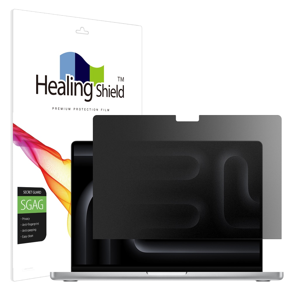 폰트리 힐링쉴드 애플 2024 맥북프로14 M3 프라이버시 저반사 사생활 보호필름